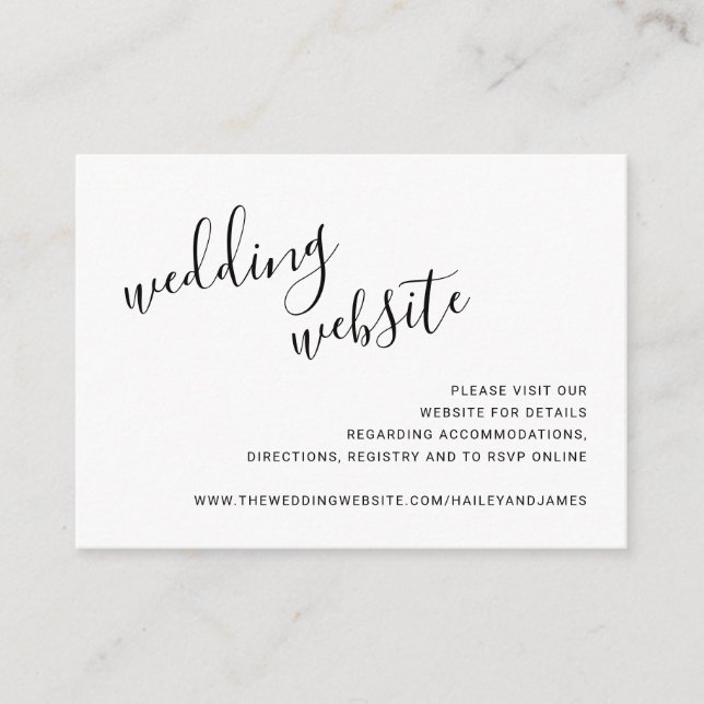 Elegant Black and White Modern Wedding Enclosure Card (Front)
