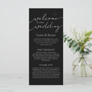 Elegant Black and White Modern Wedding Program