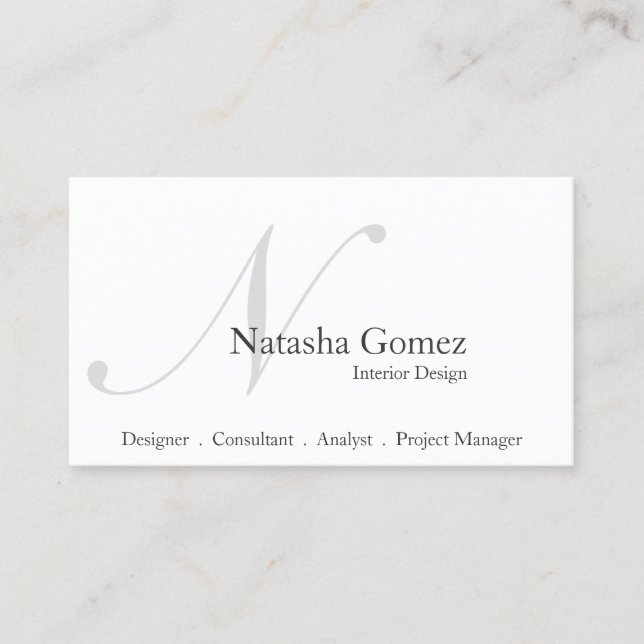 Elegant Black and White Monogram Business Card (Front)