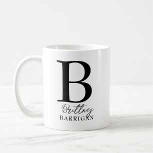 Elegant Black and White Monogram  Coffee Mug