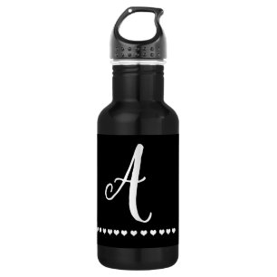 Elegant Black and White Monogram Initial 532 Ml Water Bottle