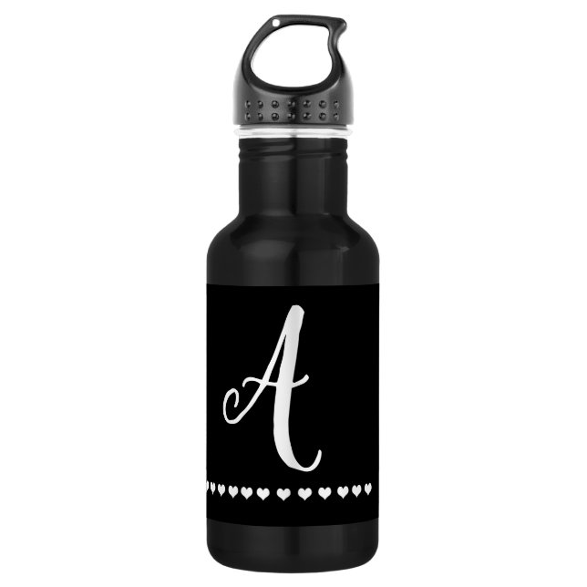 Elegant Black and White Monogram Initial 532 Ml Water Bottle (Front)