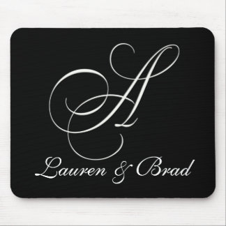 Elegant black and white monogram - initial A Mouse Pad
