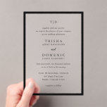 Elegant Black and White Monogram Modern Wedding Acrylic Invitations<br><div class="desc">Modern wedding invitations featuring a clean design with serif and script fonts.</div>
