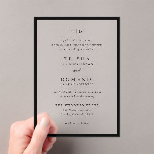 Elegant Black and White Monogram Modern Wedding Acrylic Invitations