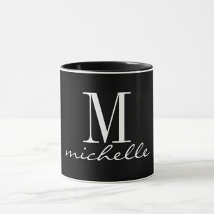 Elegant Black and White Monogram Name Custom    Mug
