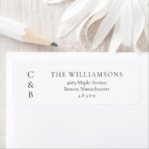 Elegant Black and White Monogram Return Address