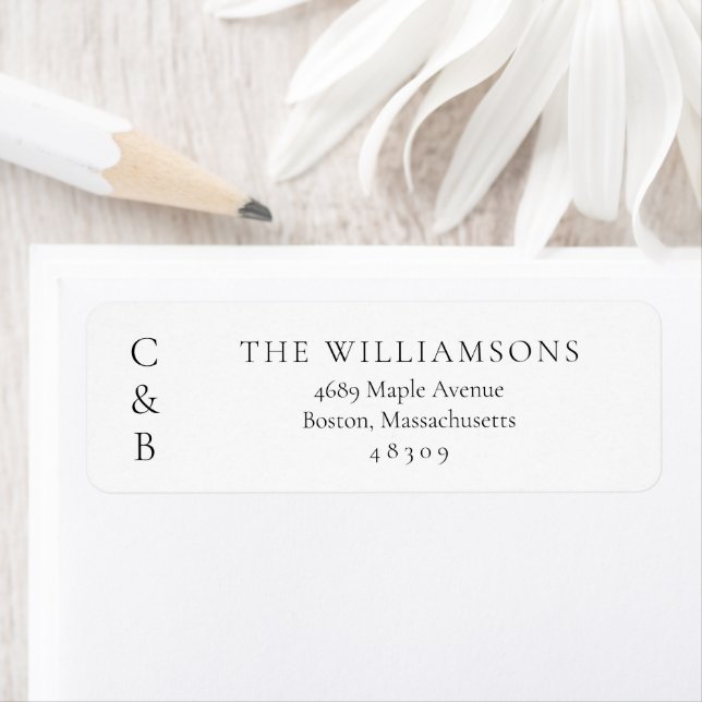 Elegant Black and White Monogram Return Address (Insitu)