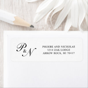 Elegant Black and White Monogram Return Address