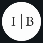 Elegant Black and White Monogram Wedding Classic Round Sticker<br><div class="desc">Elegant and classic solid colour wedding stickers with a simple design featuring your two initial monogram with a line in a black serif font over a white background. The background and font colours may be changed to any colours that you wish. A plain and basic design that still comes across...</div>