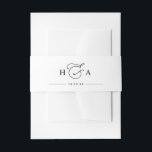Elegant Black and White Monogram Wedding Invitation Belly Band<br><div class="desc">Designed to coordinate with our Romantic Script wedding collection,  this customizable Belly Band card,  features a sweeping script calligraphy text paired with a classy serif & modern sans font in black. Matching items available.</div>