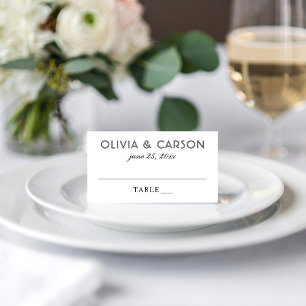 Elegant Black and White Monogram Wedding Place Card