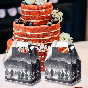 Elegant Black and White Mountains Forest Wedding Favor Box