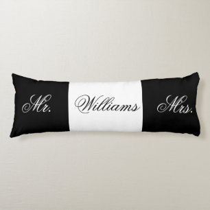 Elegant Black and White Mr. and Mrs. Body Pillow