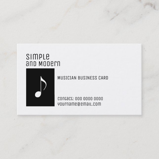 elegant black and white musical note business card (Front)