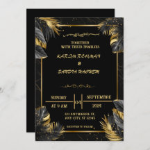 Elegant Black and White Muslim Wedding Invitation