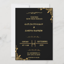 Elegant Black and White Muslim Wedding Invitation