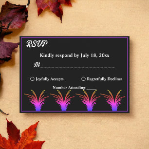 Elegant Black And White Neon Grass Fall Wedding RSVP Card