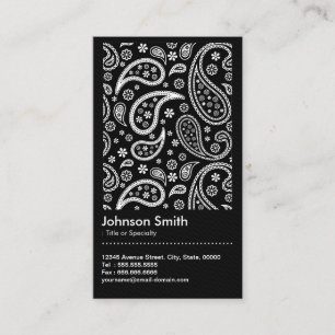 Elegant Black and White Paisley Pattern QR Code Business Card
