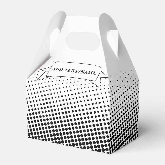 Elegant Black and White Pattern Custom Name Favor Box (Front Side)