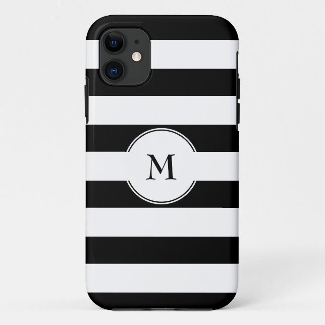 Elegant Black And White Pattern Monogram Case-Mate iPhone Case (Back)