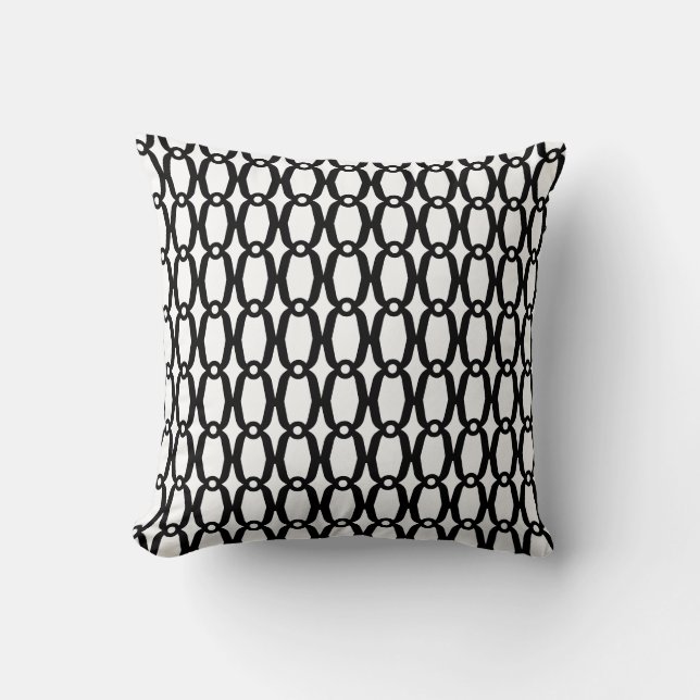 Elegant Black and White Pattern Throw Pillow (Front)