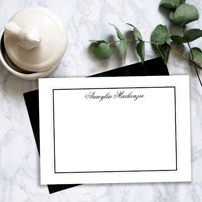 Elegant Black and White Personalized Card (Elegant Black and White Personalized Note Card)