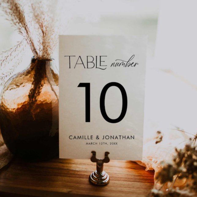 Elegant Black and White Personalized Wedding Table Number (Elegant Simple Wedding Table Number)