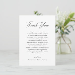 Elegant Black and White Photo Classic Wedding Thank You Card