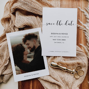 Elegant Black and White Photo Save The Date