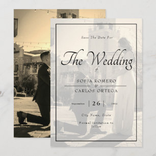 Elegant Black And White Photo Save The Date Invitation