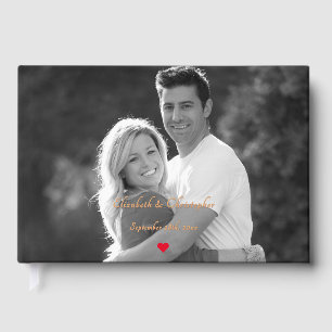 Elegant Black and White Photo Wedding Anniversary Guest Book