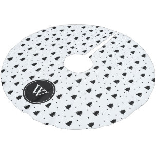 Elegant Black and White Pine Trees Personalized Brushed Polyester Tree Skirt
