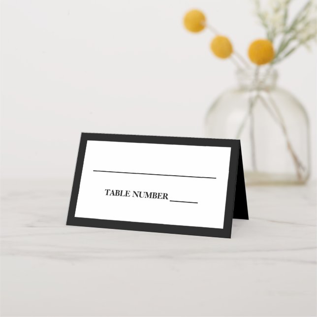 Elegant Black and White Place Card (Front)