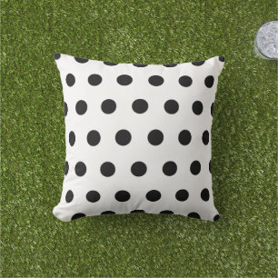 Elegant Black And White Polka Dots Pattern  Outdoor Pillow