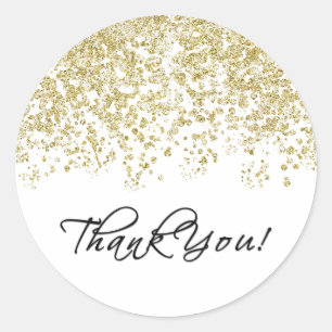 Elegant Black and White Polka-Dots Thank You! Classic Round Sticker