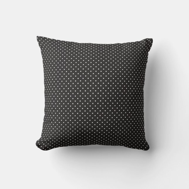 Elegant black and white polka pin dot dots pattern throw pillow (Front)