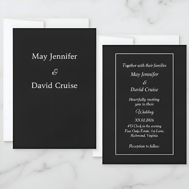 Elegant Black and White Premium Names Wedding Invitation (Creator Uploaded)
