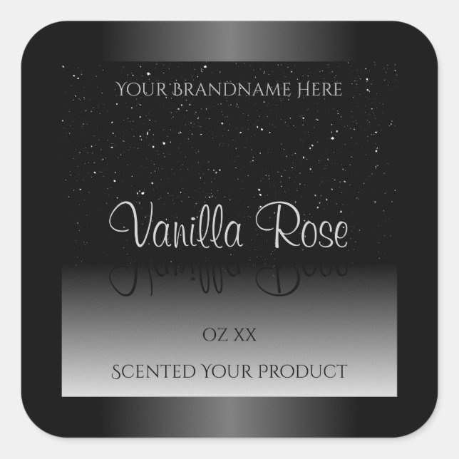 Elegant Black and White Product Label Soft Glitter (Front)