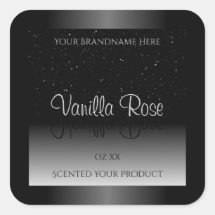 Elegant Black and White Product Label Soft Glitter