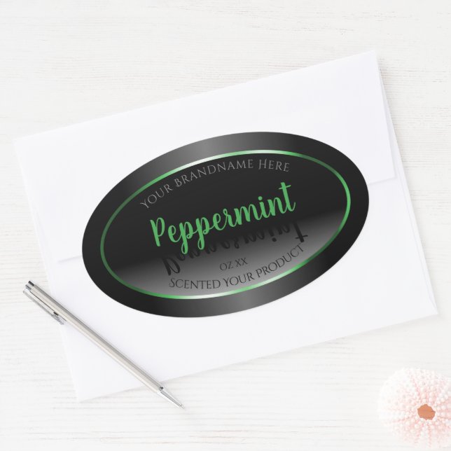Elegant Black and White Product Labels Green Frame (Envelope)