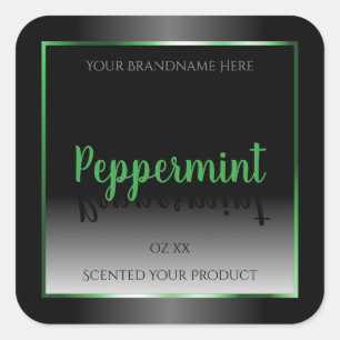 Elegant Black and White Product Labels Green Frame