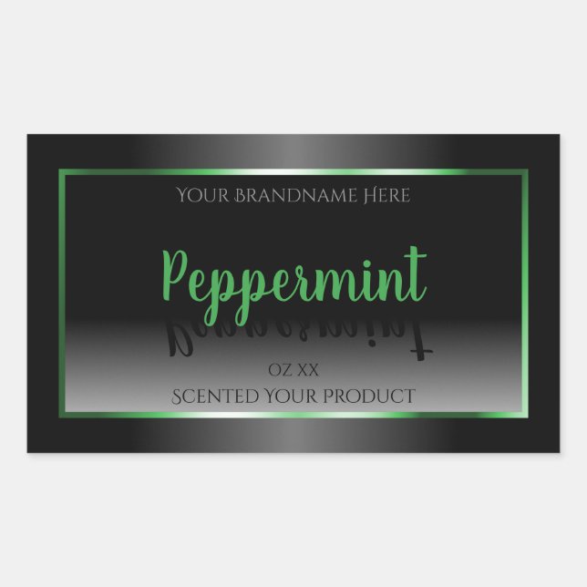 Elegant Black and White Product Labels Green Frame (Front)