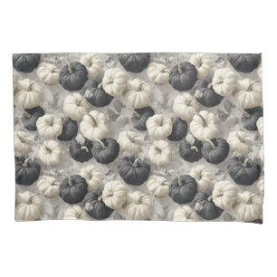 Elegant Black and White Pumpkins Pillowcase