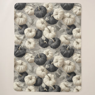 Elegant Black and White Pumpkins Sherpa Blanket