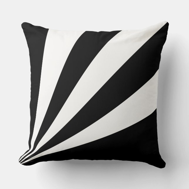 Elegant Black and White Rays Throw Pillow (Front)
