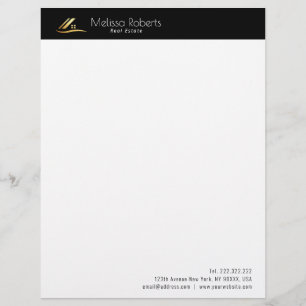 elegant black and white real estate business letterhead