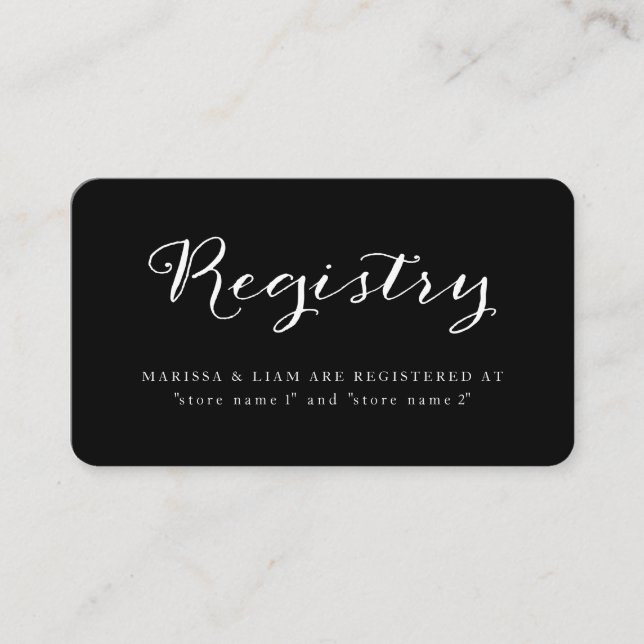Elegant Black and White Registry Card (Front)