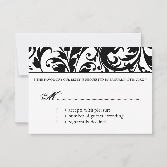 Elegant Black and White Reply Cards - RSVP (Front)