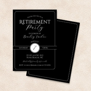 Elegant Black and White Retirement Party Invitation